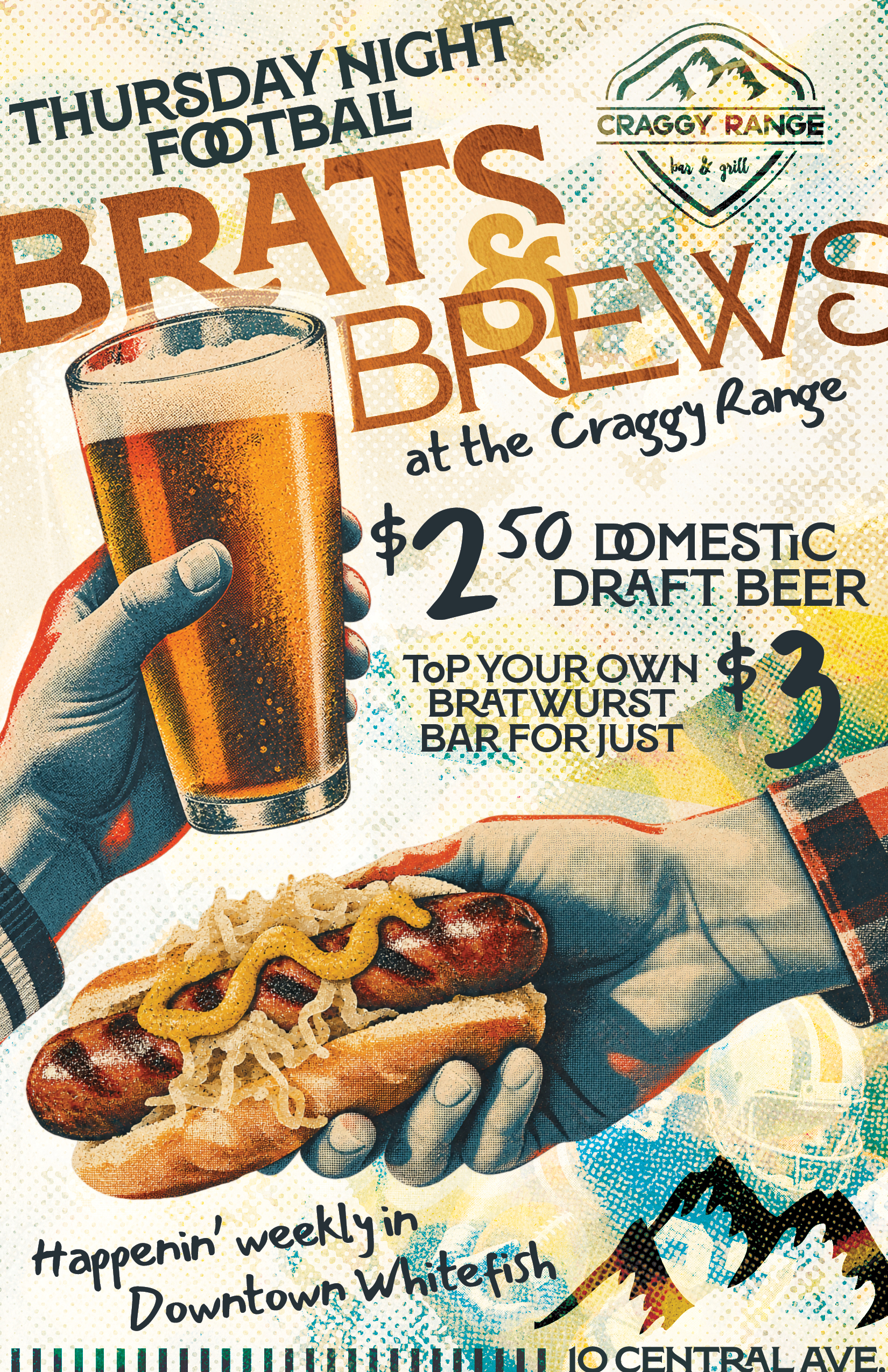Brats & Brews Thursdays at Craggy Range. $2.50 Domestic Beer and $3 Brats